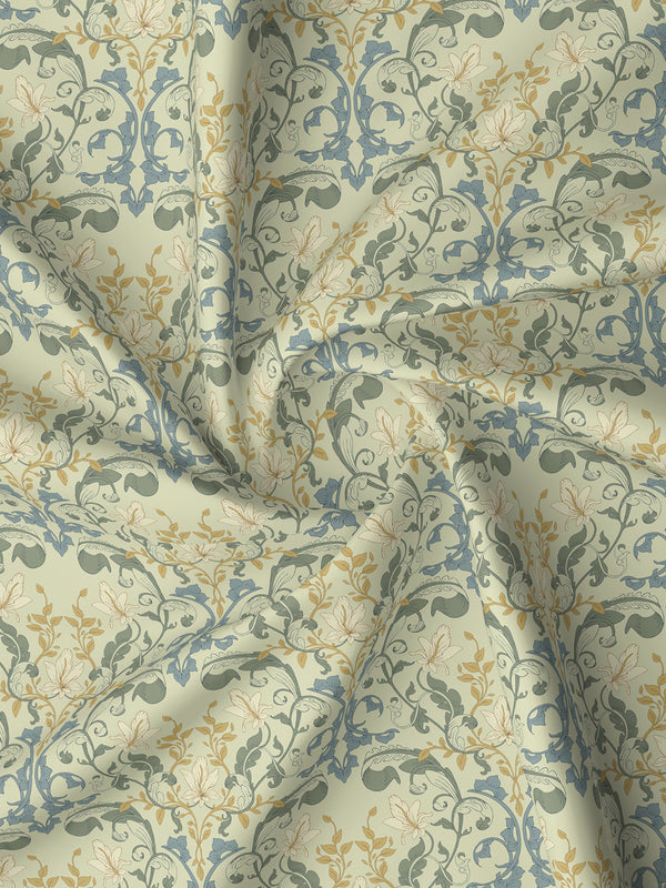 Pure Nest 100% Cotton 180 TC Yellow Floral King Bedsheet with 2 Pillow Covers