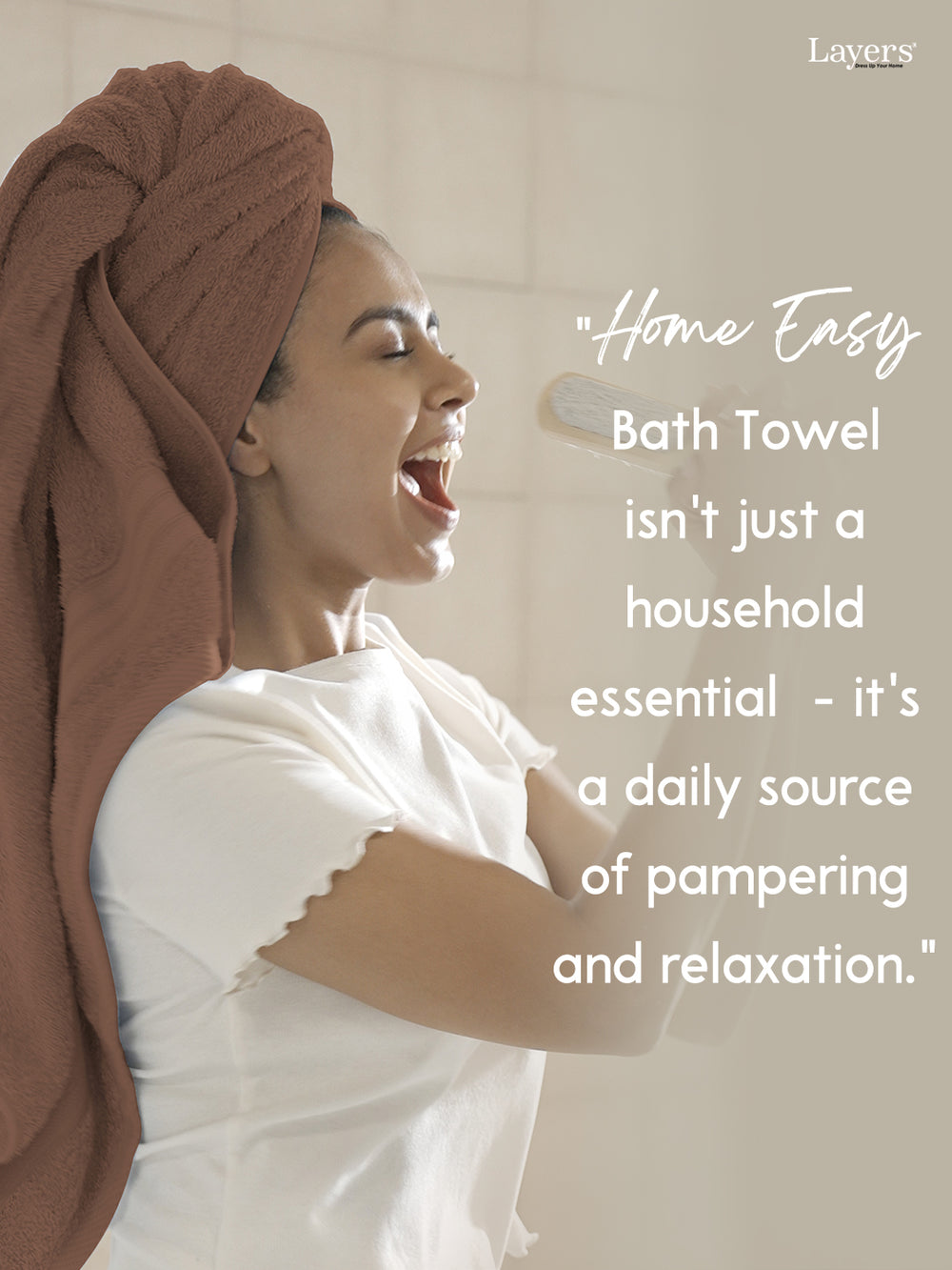 Home Easy 100% Cotton 450 GSM Brown Bath Towel - Pack of 1