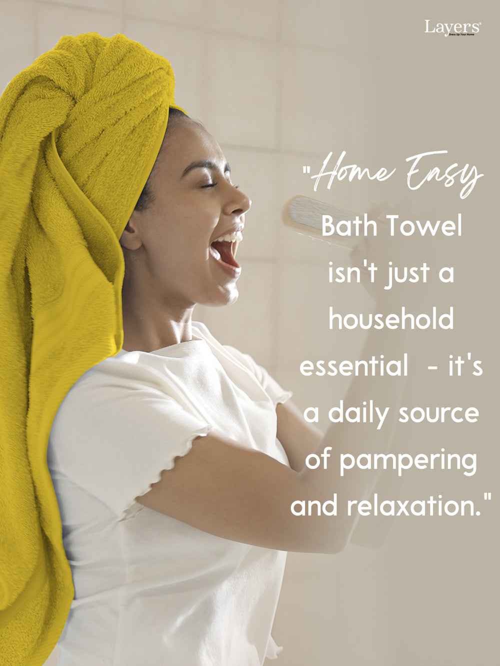 Home Easy 100% Cotton 450 GSM Yellow Bath Towel - Pack of 1