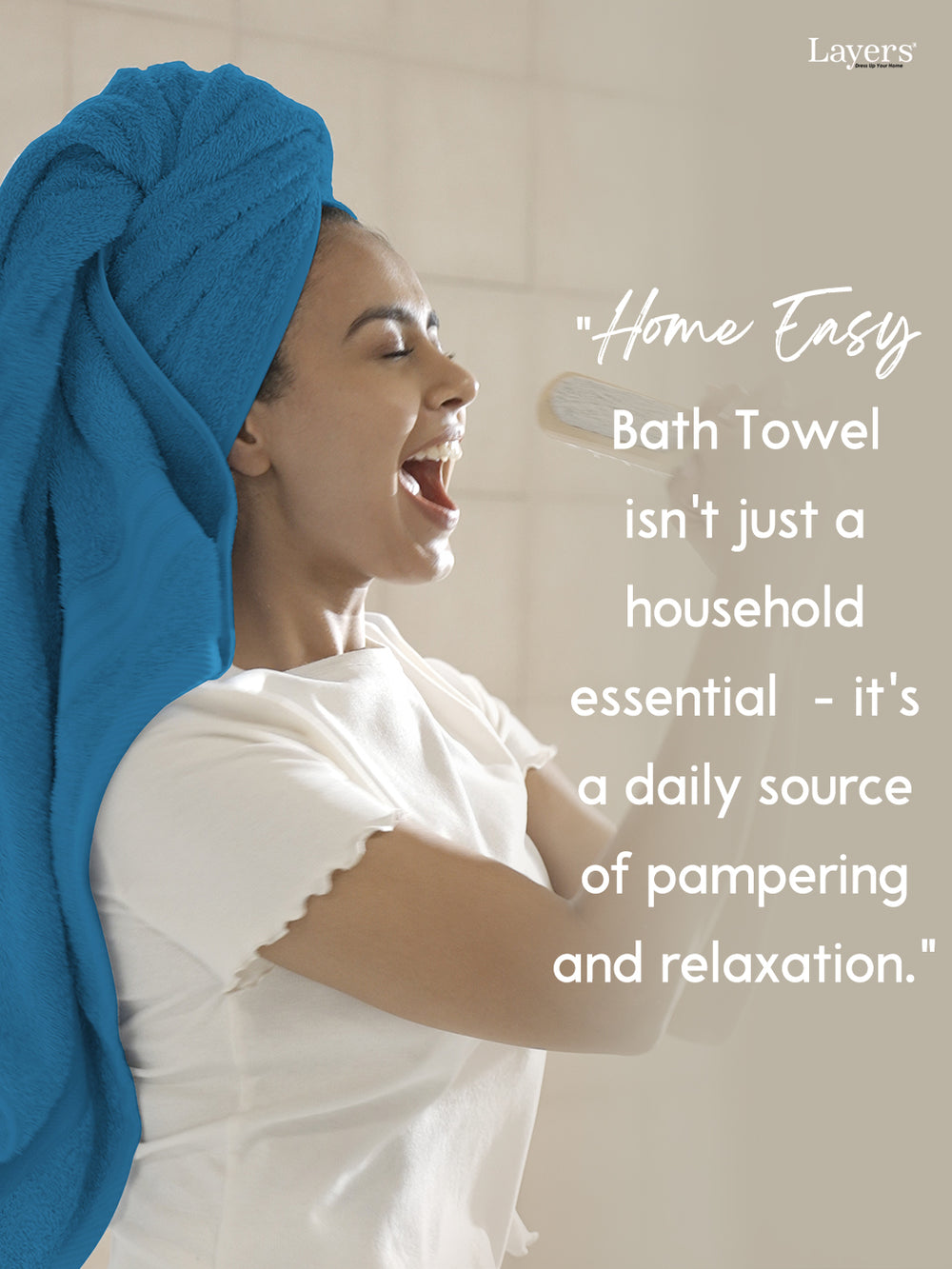 Home Easy 100% Cotton 450 GSM Blue Bath Towel - Pack of 1