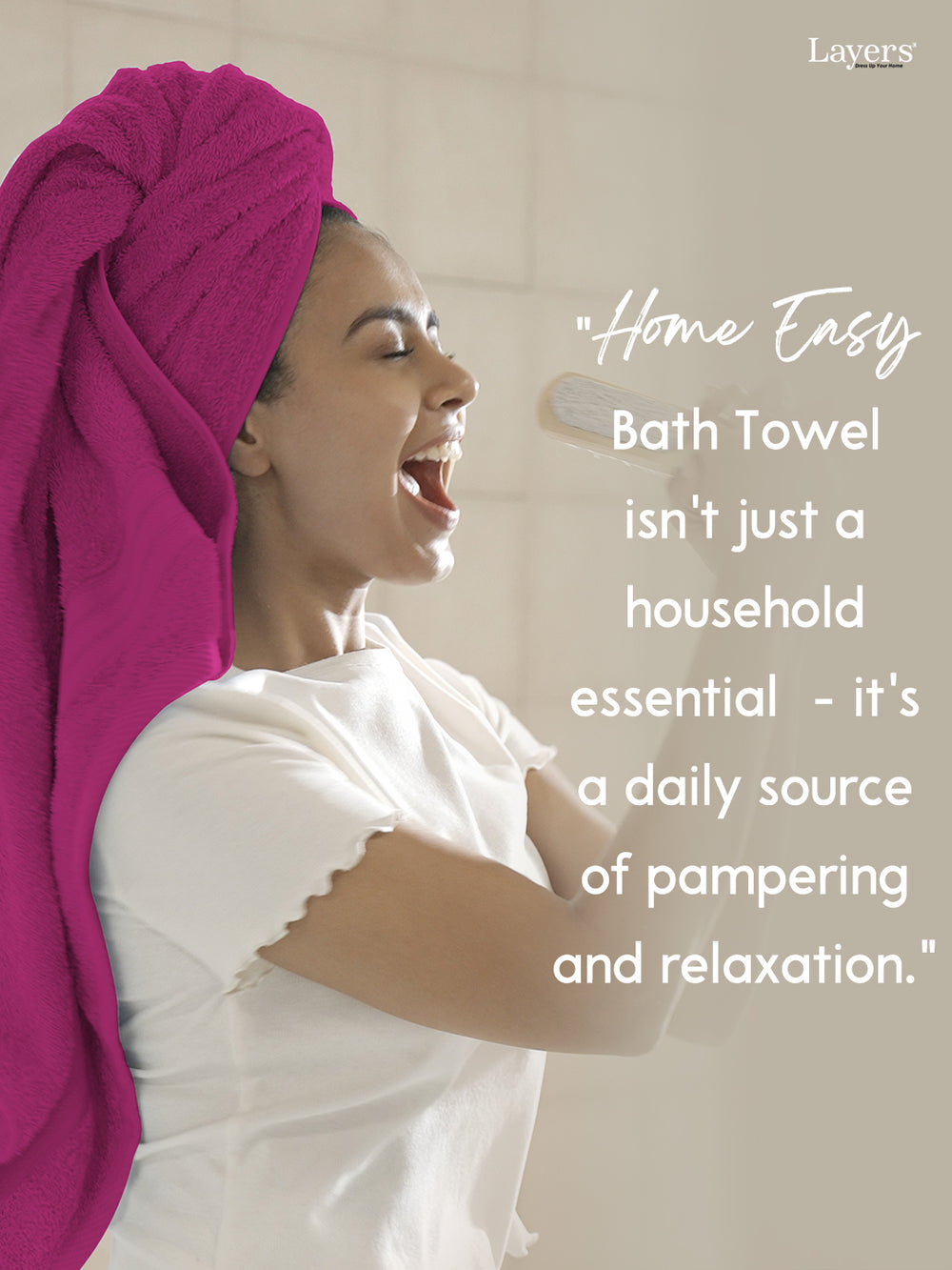 Home Easy 100% Cotton 450 GSM Pink Bath Towel - Pack of 1