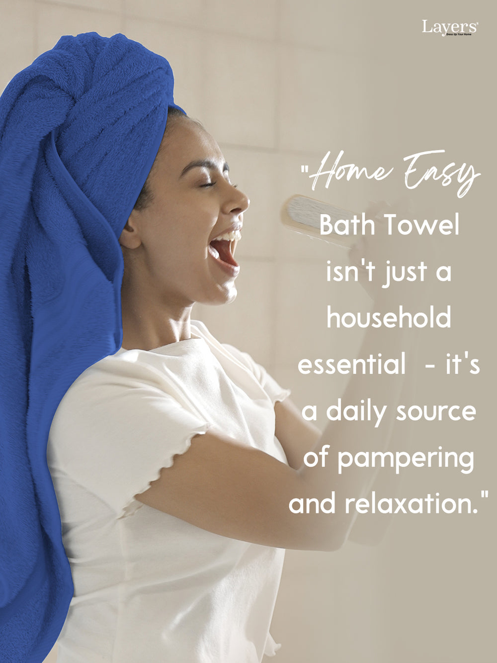 Home Easy 100% Cotton 450 GSM Blue Bath Towel - Pack of 1