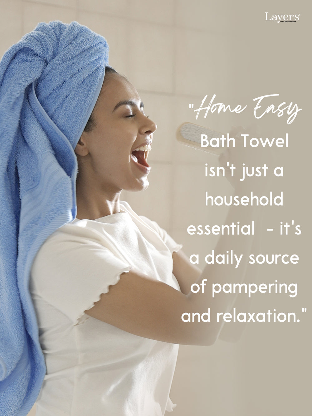 Home Easy 100% Cotton 450 GSM Blue Bath Towel - Pack of 1