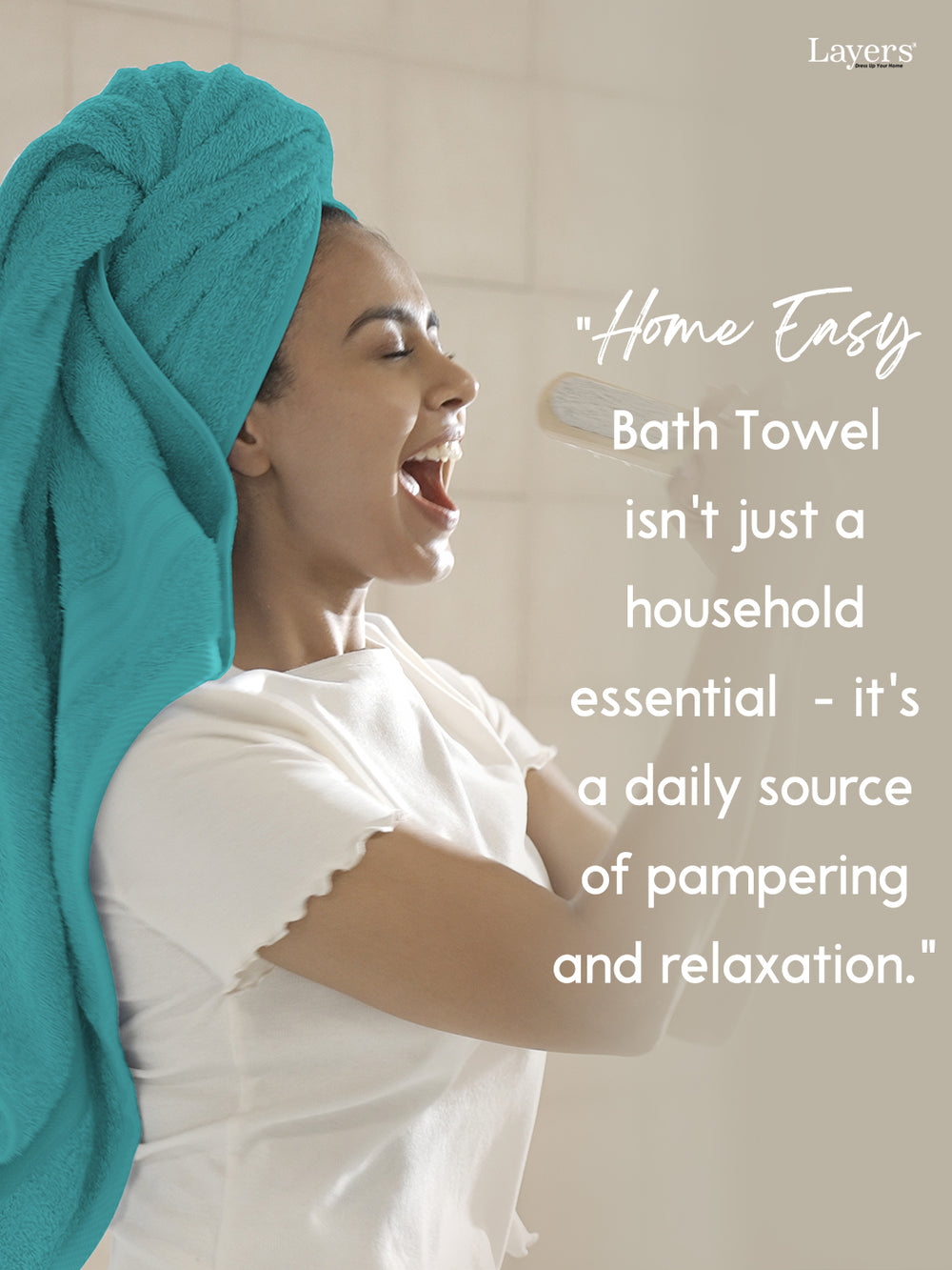 Home Easy 100% Cotton 450 GSM Blue Bath Towel - Pack of 1