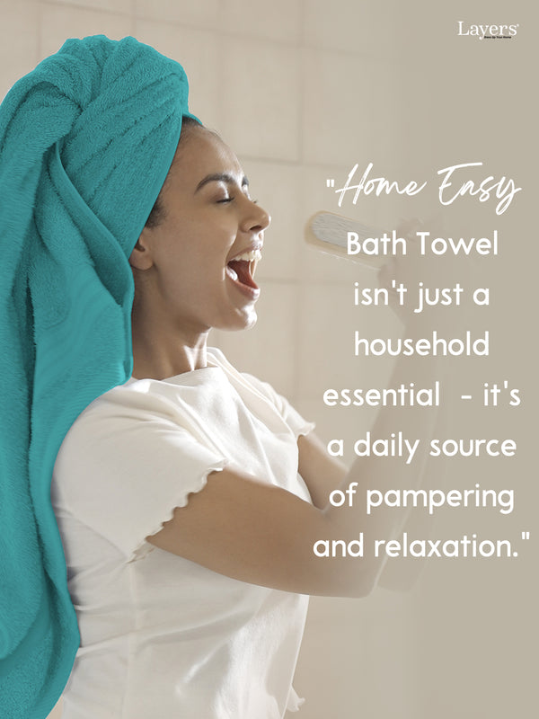 Home Easy 100% Cotton 450 GSM Blue Bath Towel - Pack of 1