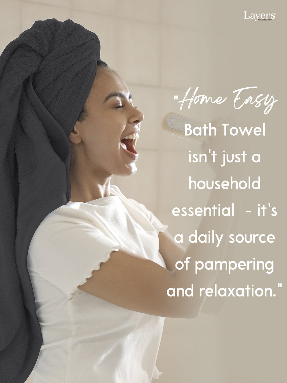 Home Easy 100% Cotton 450 GSM Grey Bath Towel - Pack of 1