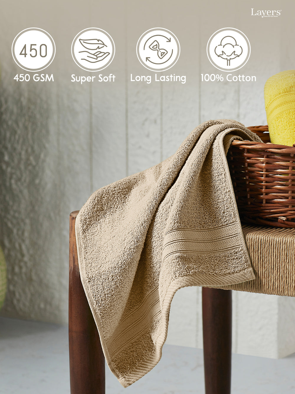 Be Bold 100% Cotton 450 GSM Cream Solid Hand Towels - Set of 2
