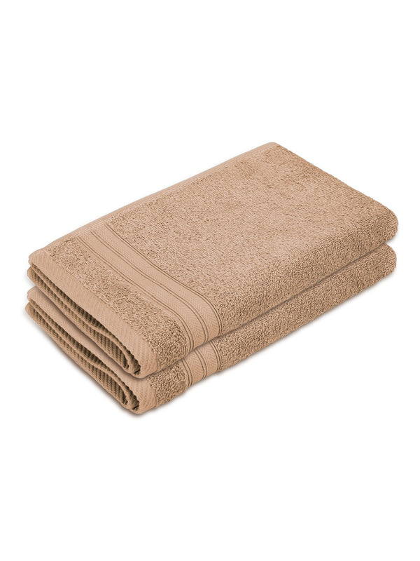 Be Bold 100% Cotton 450 GSM Beige Solid Hand Towels - Set of 2