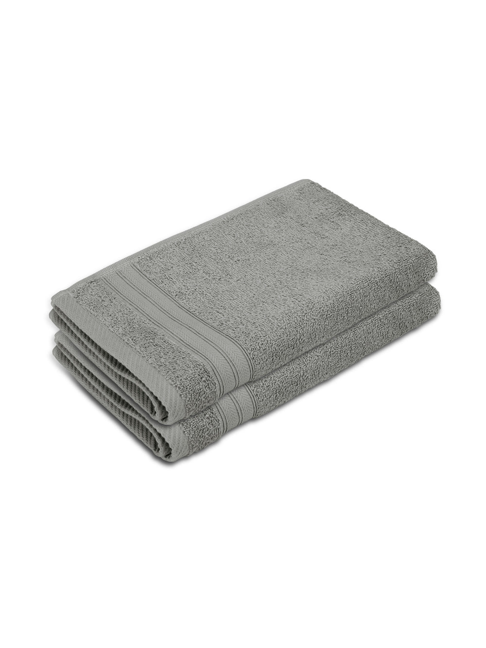 Be Bold 100% Cotton 450 GSM Grey Solid Hand Towels - Set of 2