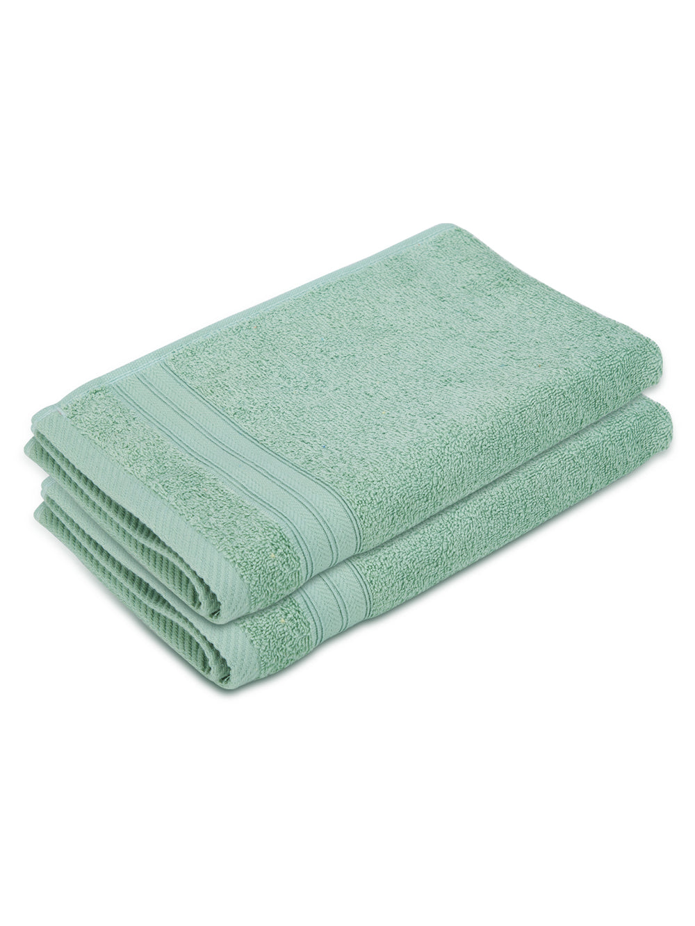 Be Bold 100% Cotton 450 GSM Green Solid Hand Towels - Set of 2
