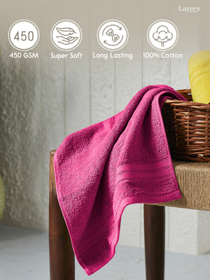 Be Bold 100% Cotton 450 GSM Pink Solid Hand Towels - Set of 2