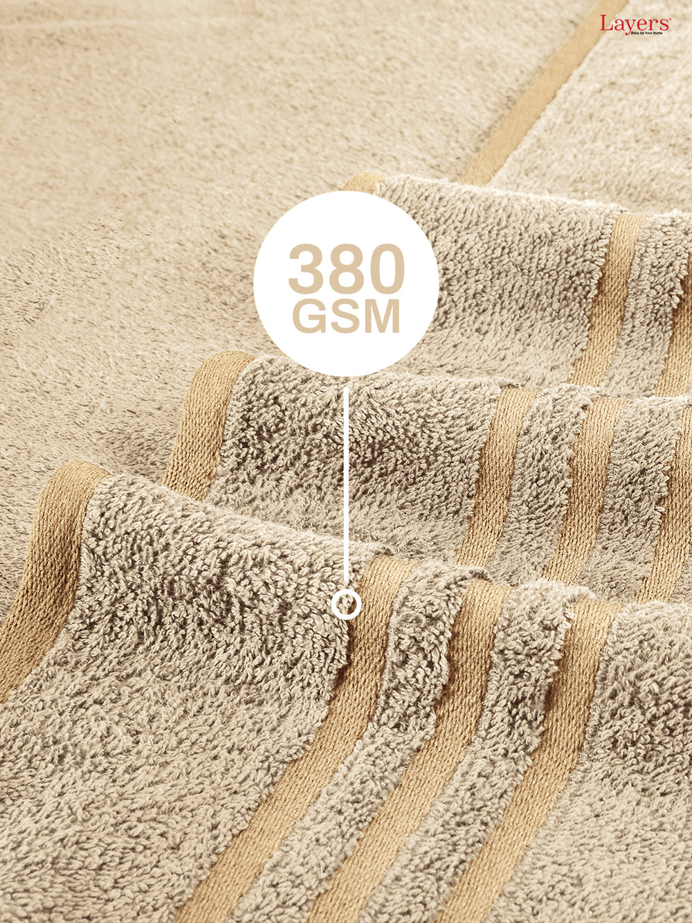 Basicx 100% Cotton 380 GSM Cream Solid Bath Towel - Set of 1