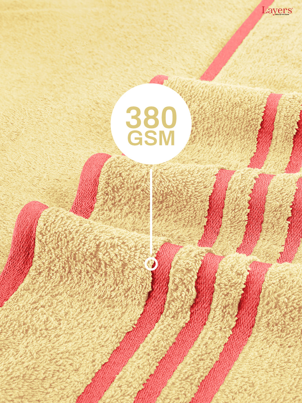 Basicx 100% Cotton 380 GSM Yellow Solid Bath Towel - Set of 1