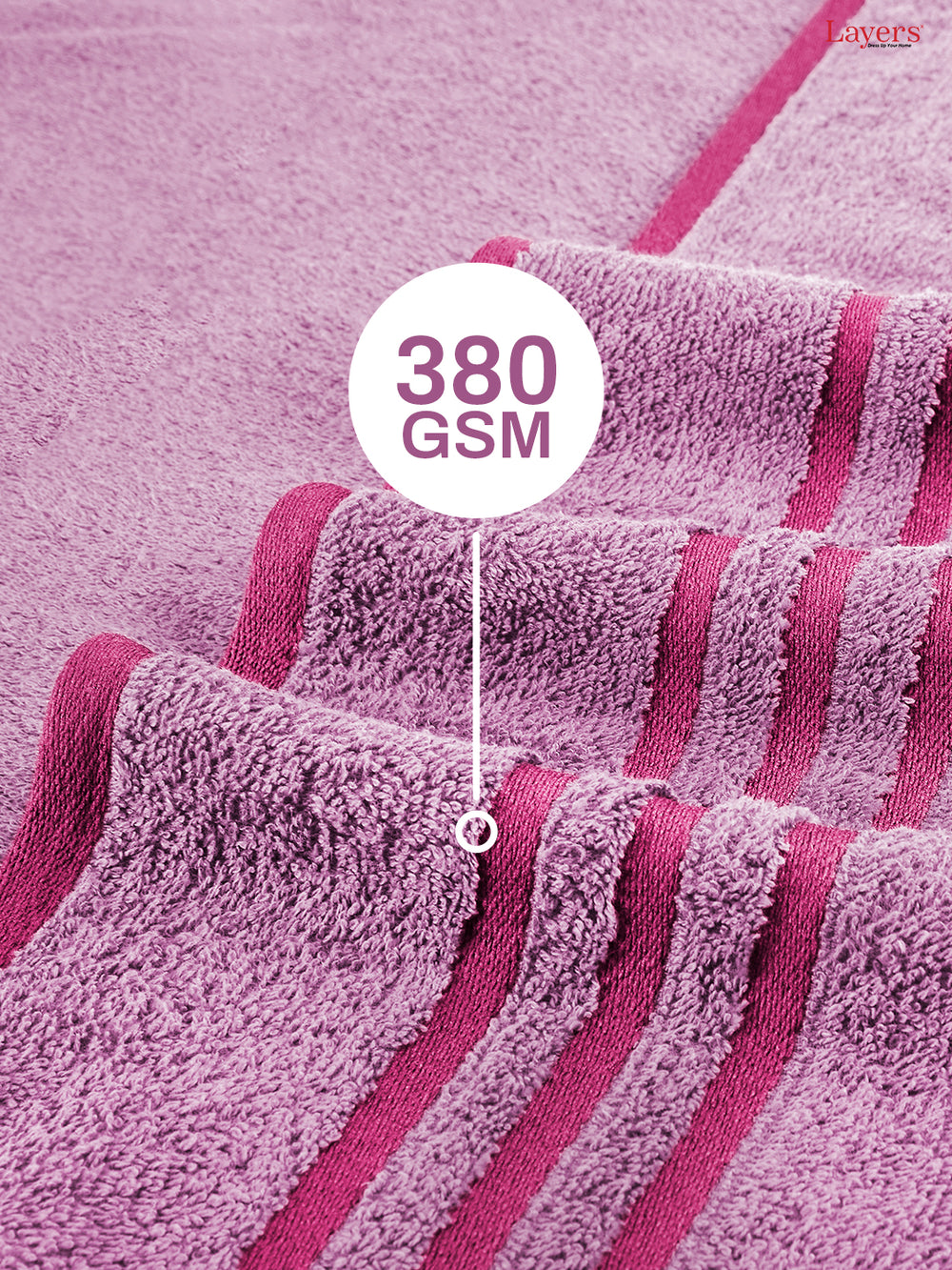 Basicx 100% Cotton 380 GSM Purple Solid Bath Towel - Set of 1