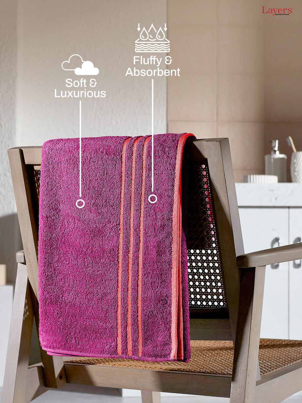 Basicx 100% Cotton 380 GSM Pink Solid Bath Towel - Set of 1