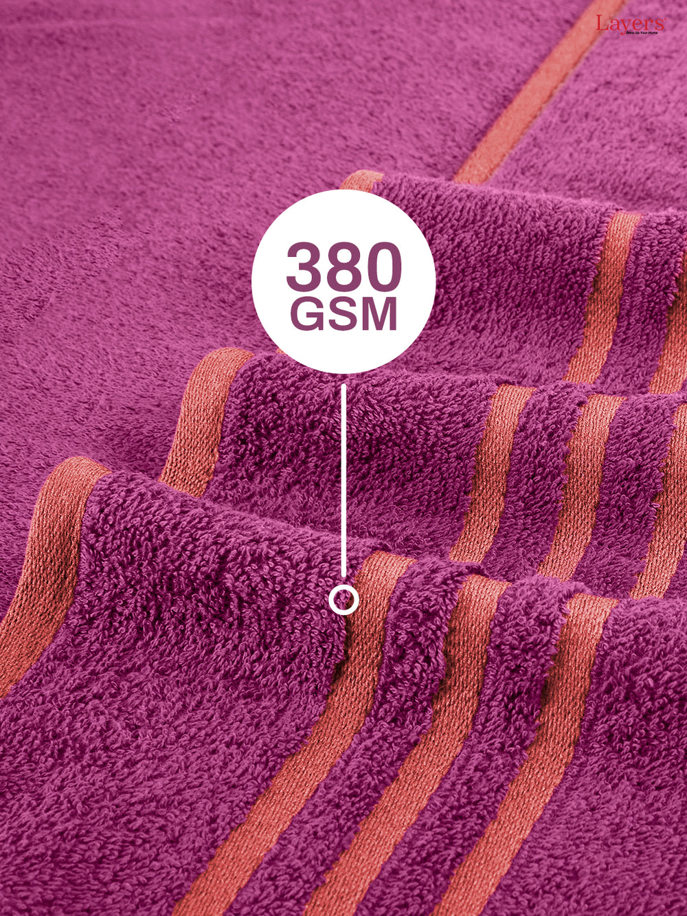 Basicx 100% Cotton 380 GSM Pink Solid Bath Towel - Set of 1