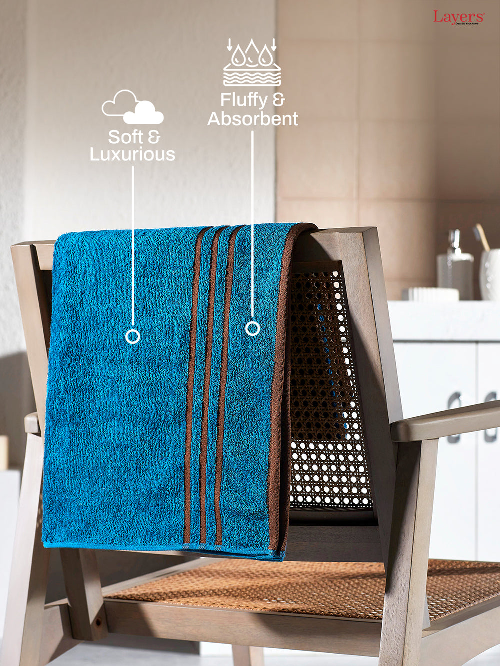 Basicx 100% Cotton 380 GSM Blue Solid Bath Towel - Set of 1
