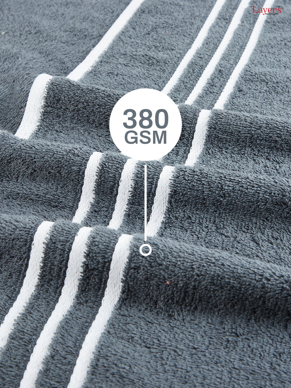 Basicx 100% Cotton 380 GSM Grey Solid Bath Towel - Set of 1