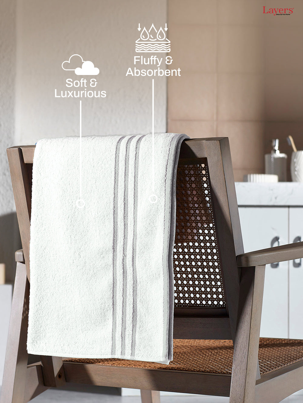 Basicx 100% Cotton 380 GSM White Solid Bath Towel - Set of 1