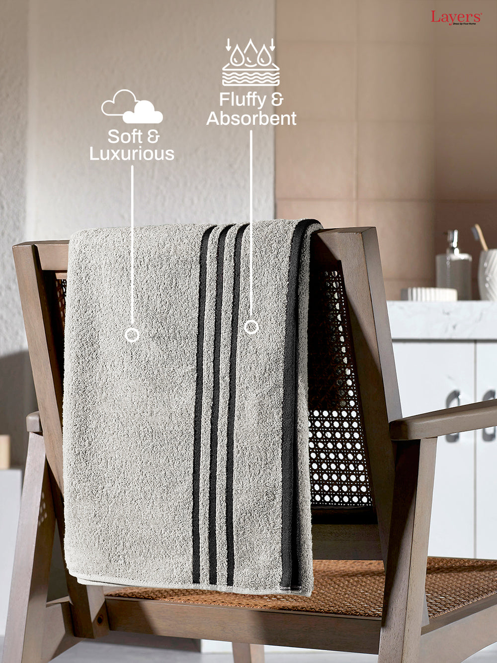 Basicx 100% Cotton 380 GSM Grey Solid Bath Towel - Set of 1