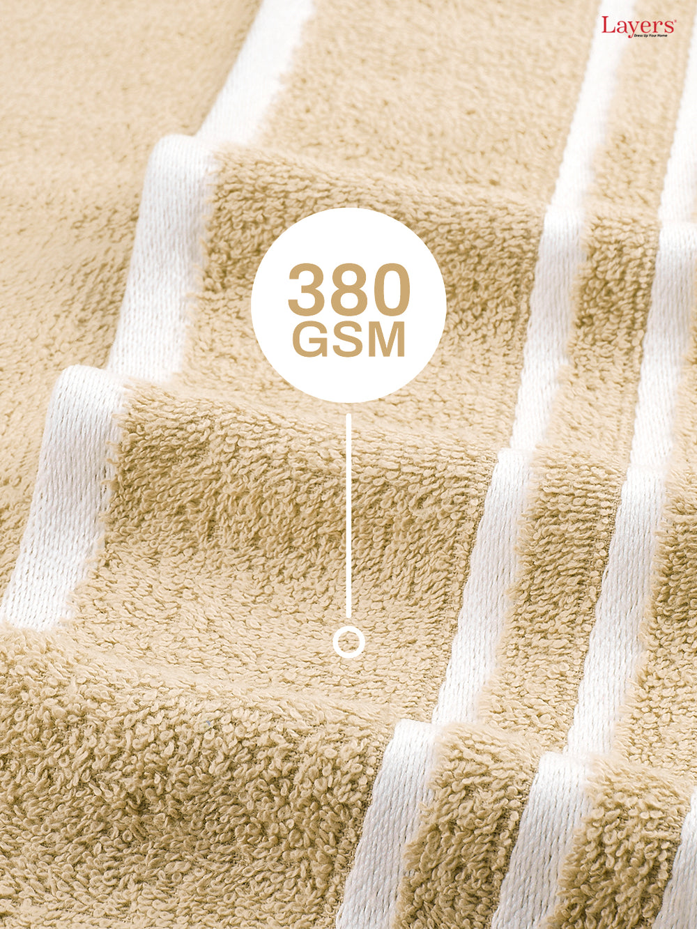 Tuscany 100% Cotton 380 GSM Cream Solid Bath Towel - Pack of 1