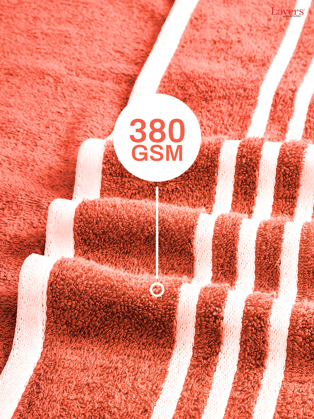 Tuscany 100% Cotton 380 GSM Peach Solid Bath Towel - Pack of 1