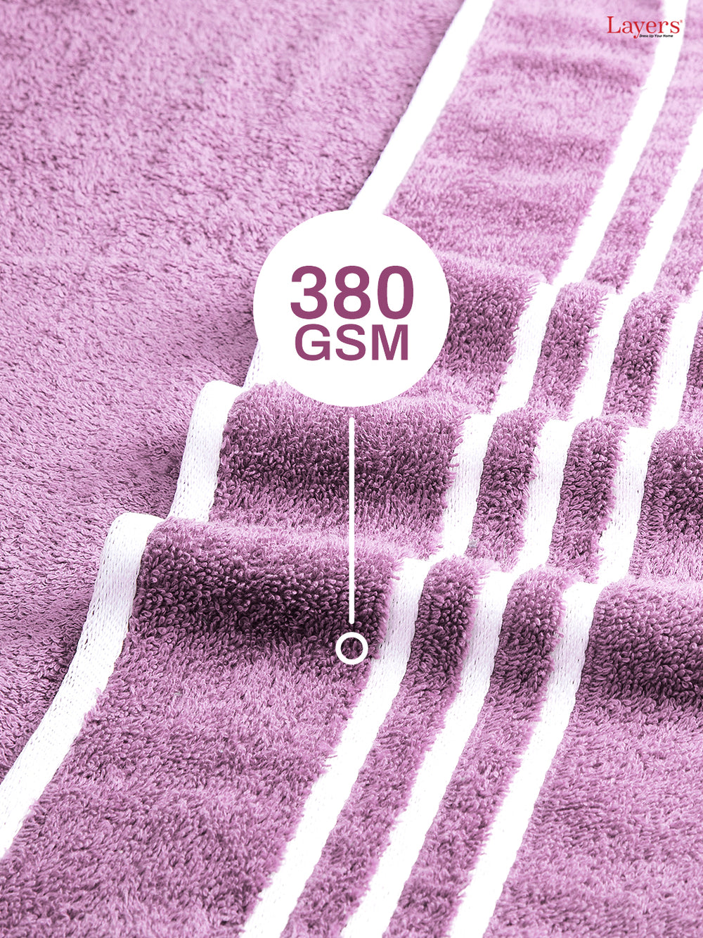 Tuscany 100% Cotton 380 GSM Purple Solid Bath Towel - Pack of 1