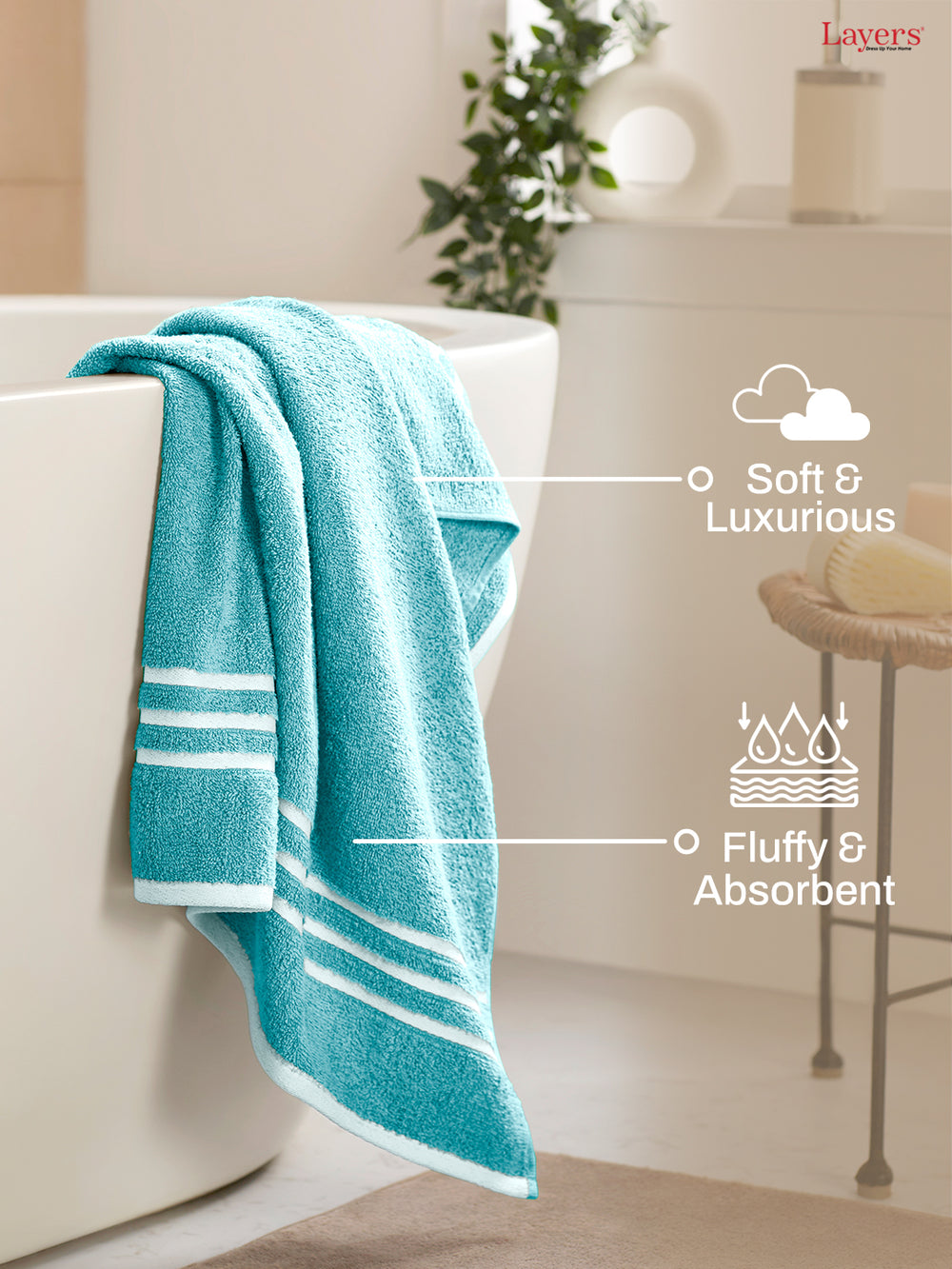 Tuscany 100% Cotton 380 GSM Blue Solid Bath Towel - Pack of 1