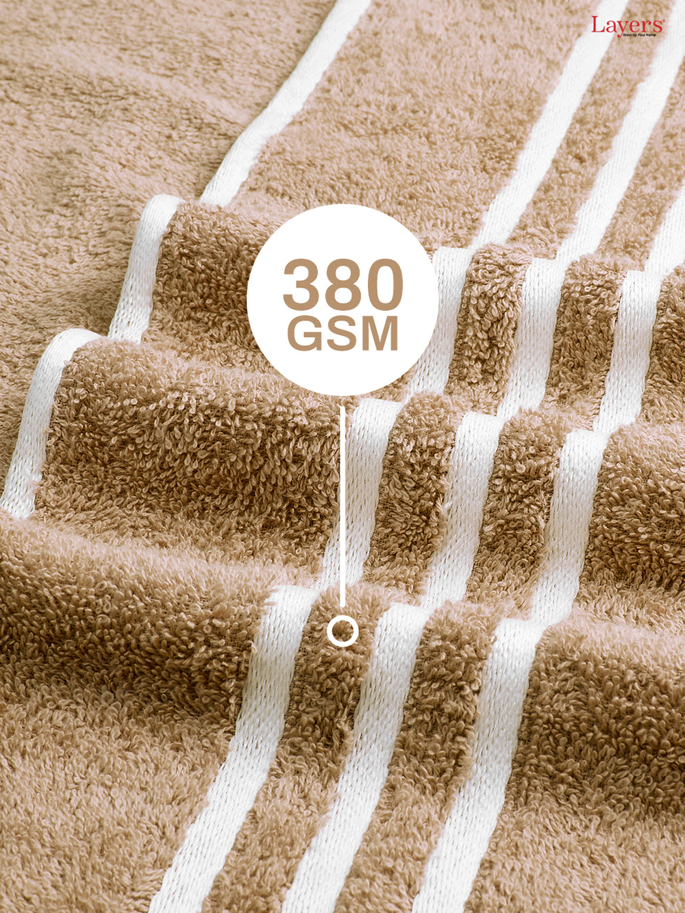 Tuscany 100% Cotton 380 GSM Cream Solid Bath Towel - Pack of 1