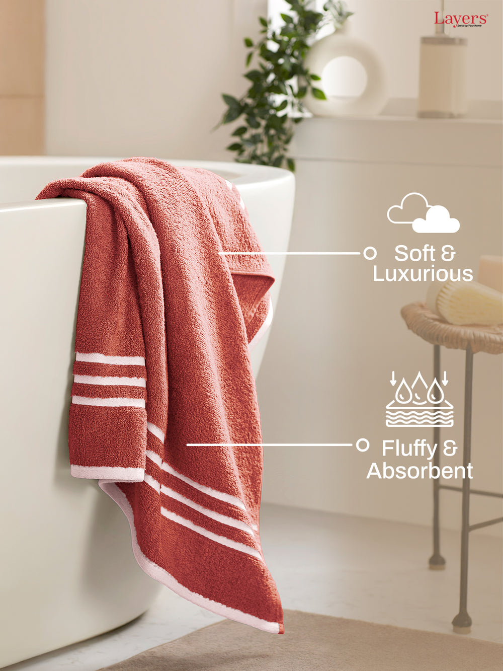 Tuscany 100% Cotton 380 GSM Brown Solid Bath Towel - Pack of 1