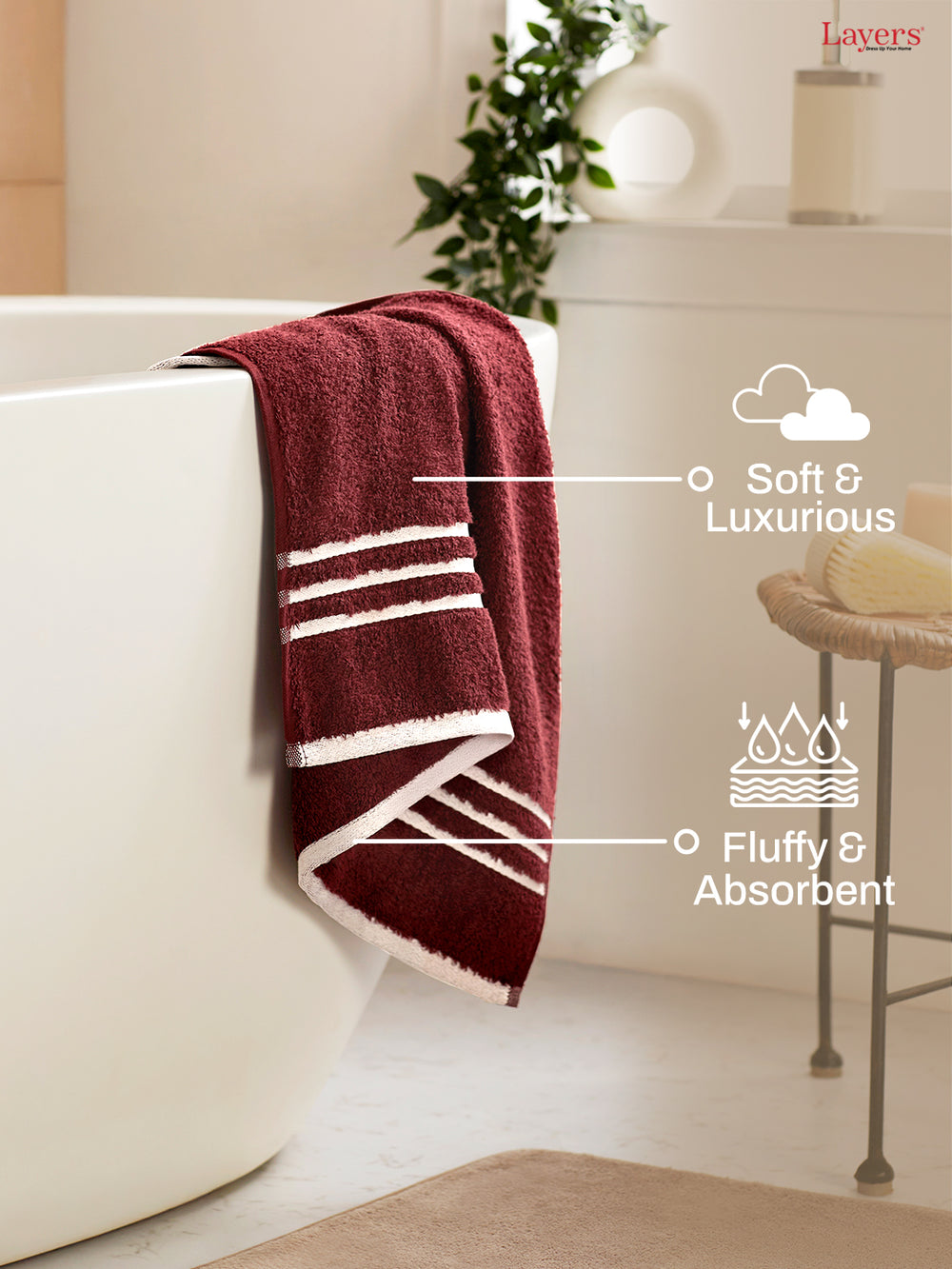 Tuscany 100% Cotton 380 GSM Brown Solid Bath Towel - Pack of 1