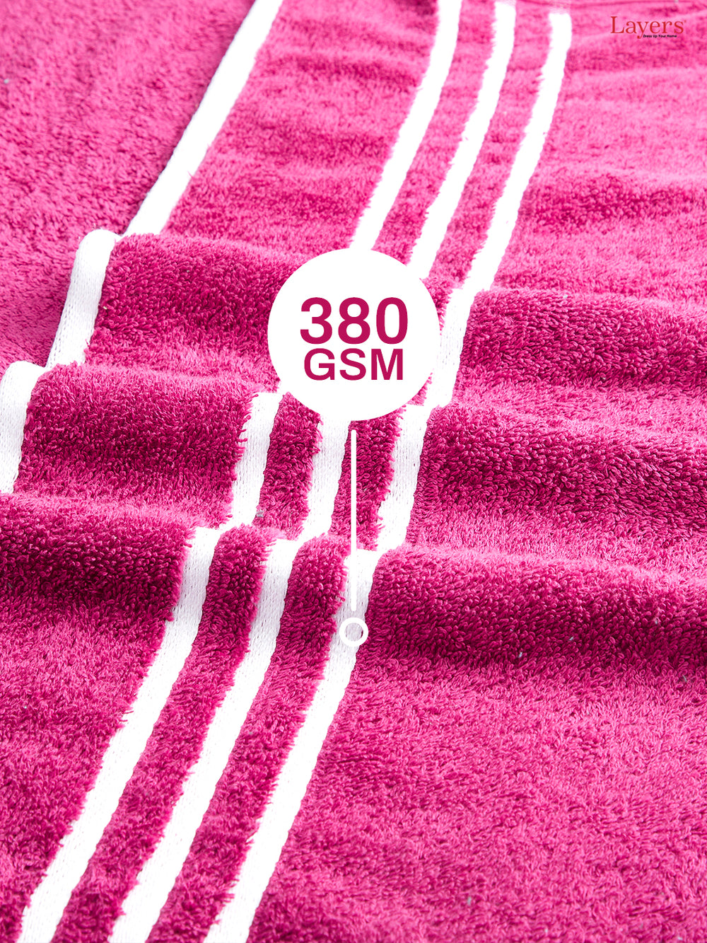 Tuscany 100% Cotton 380 GSM Pink Solid Bath Towel - Pack of 1