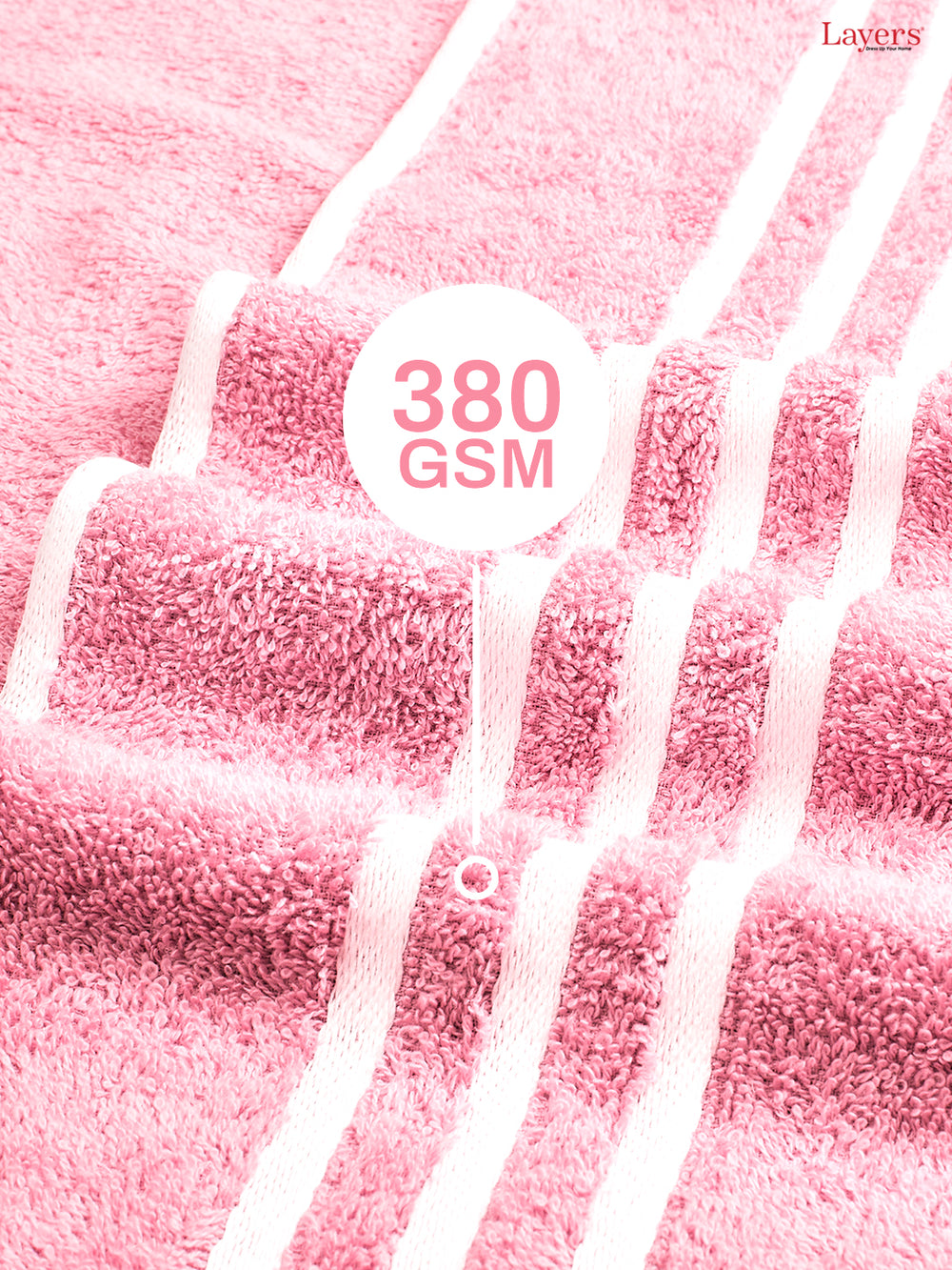 Tuscany 100% Cotton 380 GSM Pink Solid Bath Towel - Pack of 1