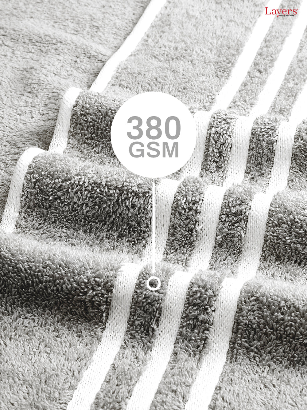 Tuscany 100% Cotton 380 GSM Grey Solid Bath Towel - Pack of 1