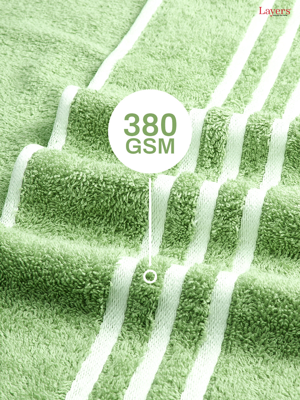 Tuscany 100% Cotton 380 GSM Green Solid Bath Towel - Pack of 1